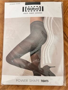 Wolford Power Shape Tights SZ Large Black 184-16 Quiet Luxury Austria Made NWT